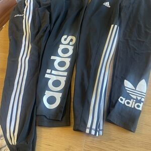 Adidas BUNDLE Black leggings+ 1 straight leg jogger Pants total of 4